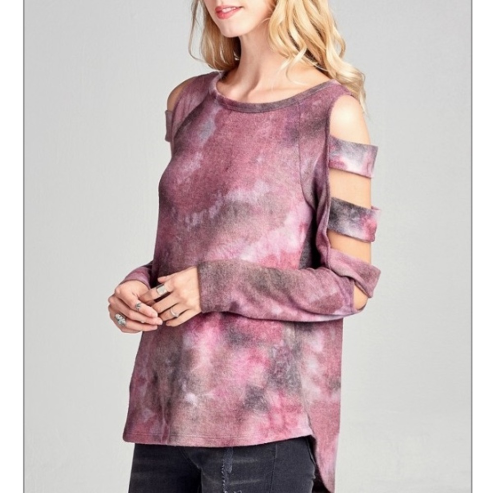Ladder sleeves long sleeve tie dye top - Picture 2 of 5
